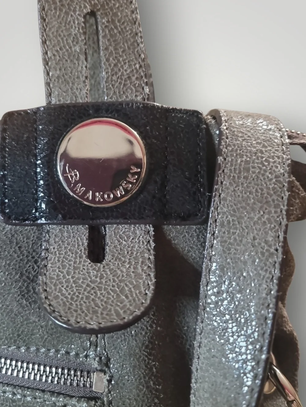 b. makowsky Gray Shoulder Bag Euc